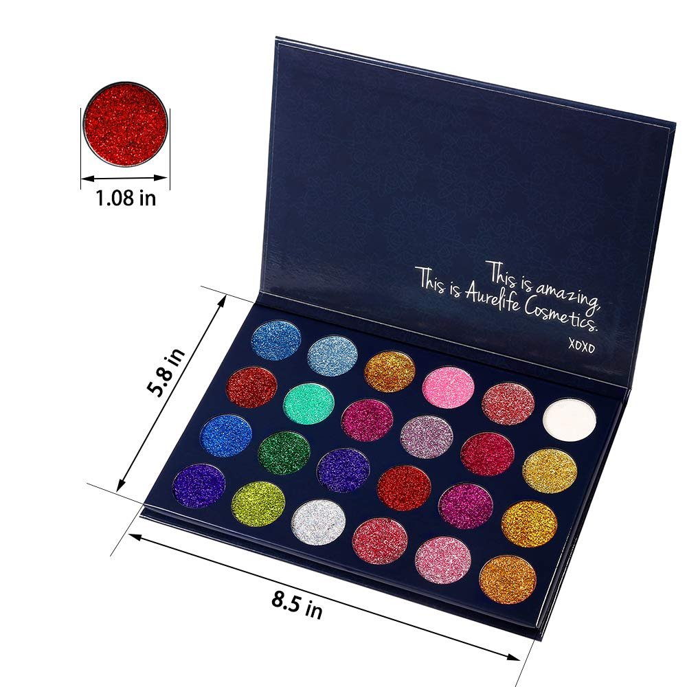Aolailiya 24 Color Pressed Glitter Eyeshadow Palette - Mineral Ultra Shimmer Makeup Palette, Long Lasting Waterproof Eye Shadow Powder - görsel 5