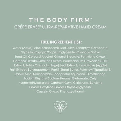 BODY FIRM Crepe Erase Hand Repair Treatment - Anti-Aging Hand Cream with Shea Butter, Vitamin E & Squalane for Dry, Cracked Hands, 3 fl oz