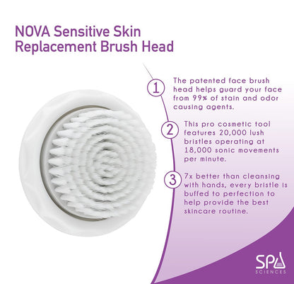 SPA SCIENCES NOVA Skin Cleansing Replacement Brush Head - Sensitive Brush (White, Silicone)