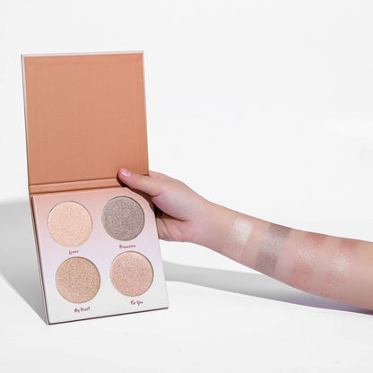 LIFUS Glow Kit 4-Color Illuminator Love Light Highlighter & Bronzer Shimmer Face Matte Palette