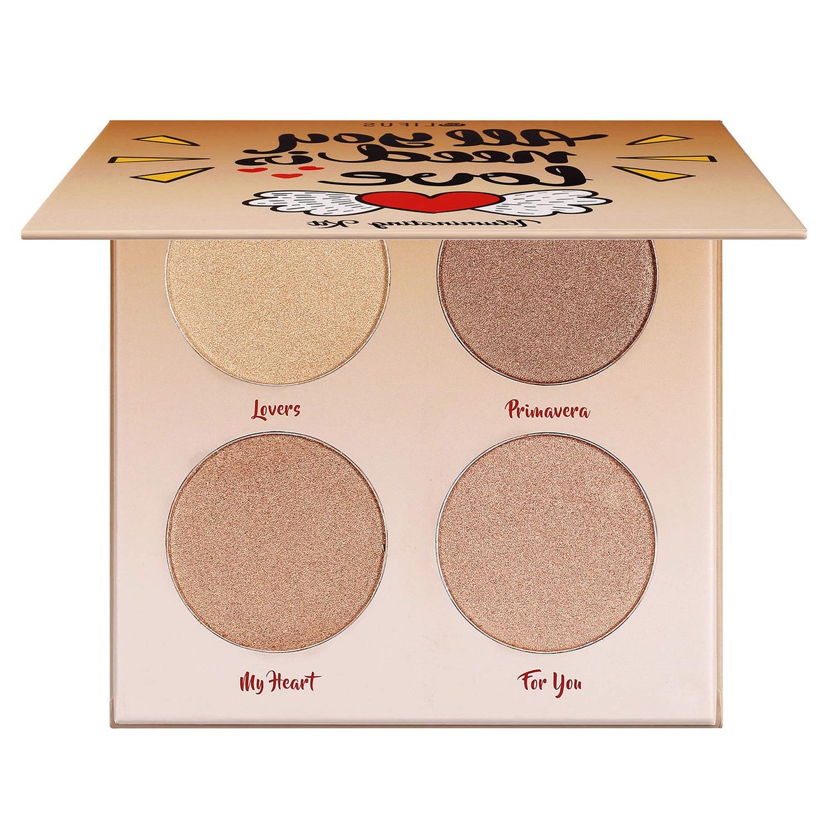 LIFUS Glow Kit 4-Color Illuminator Love Light Highlighter & Bronzer Shimmer Face Matte Palette - görsel 1