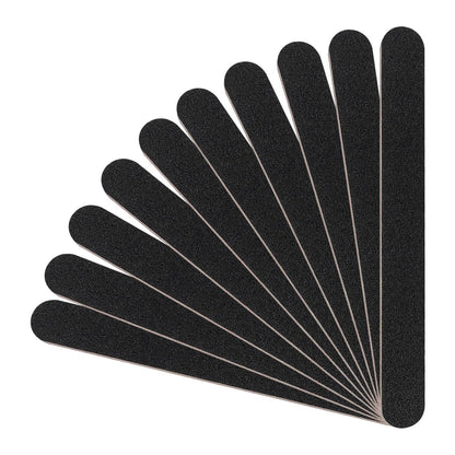 HeeYaa Professional Nail File 10 Pack - Double Sided 100/180 Grit Emery Boards for Manicure & Pedicure, Black