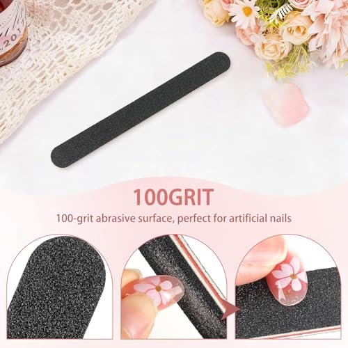 HeeYaa Professional Nail File 10 Pack - Double Sided 100/180 Grit Emery Boards for Manicure & Pedicure, Black - görsel 8
