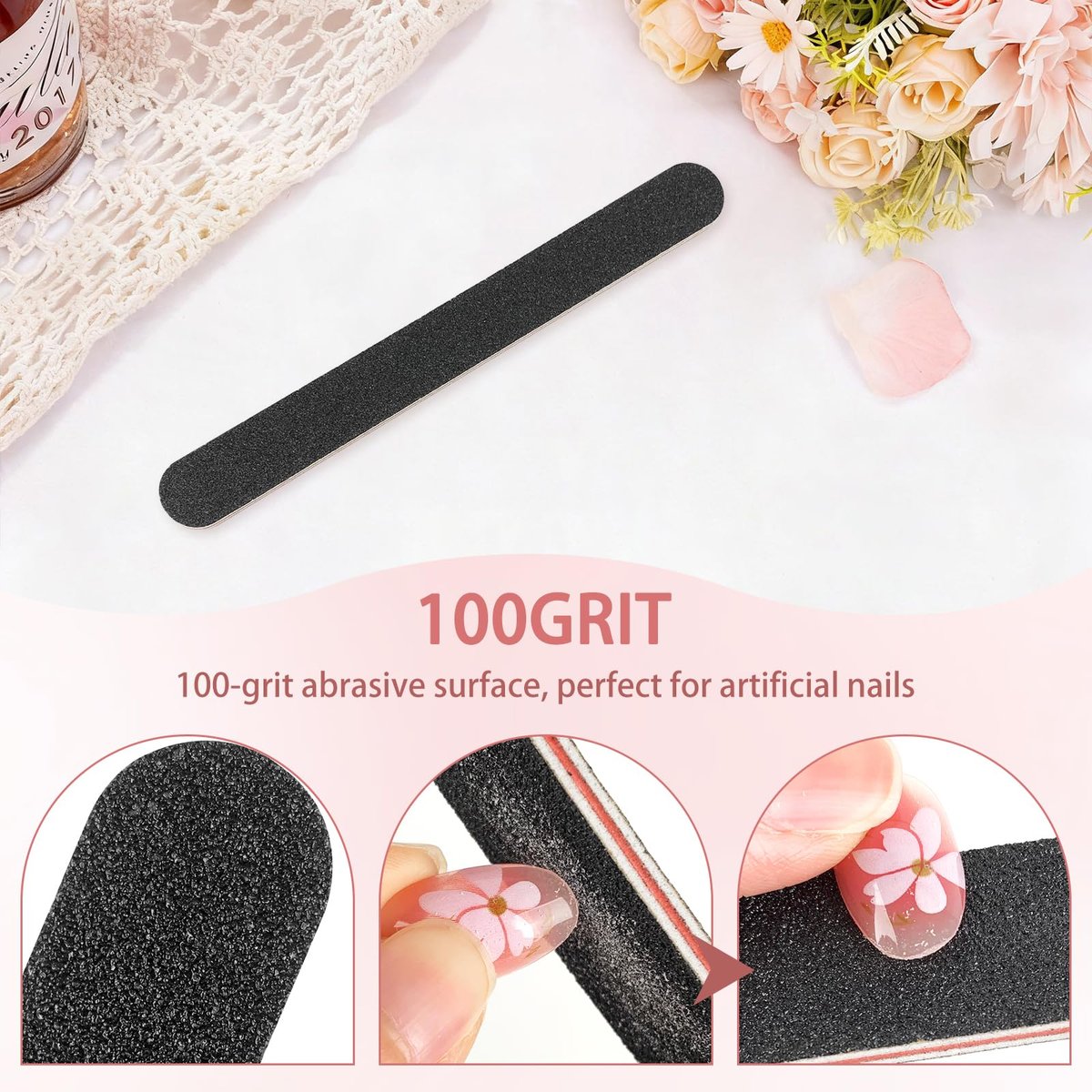 HeeYaa Professional Nail File 10 Pack - Double Sided 100/180 Grit Emery Boards for Manicure & Pedicure, Black - görsel 7
