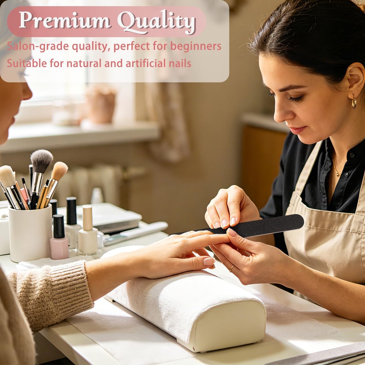 HeeYaa Professional Nail File 10 Pack - Double Sided 100/180 Grit Emery Boards for Manicure & Pedicure, Black - görsel 11
