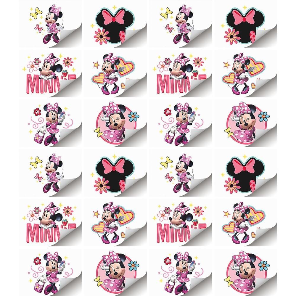 Minnie Mouse Party Temporary Tattoos - 24 Assorted Designs for Kids & Adults - görsel 1