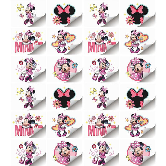 Minnie Mouse Party Temporary Tattoos - 24 Assorted Designs for Kids & Adults
