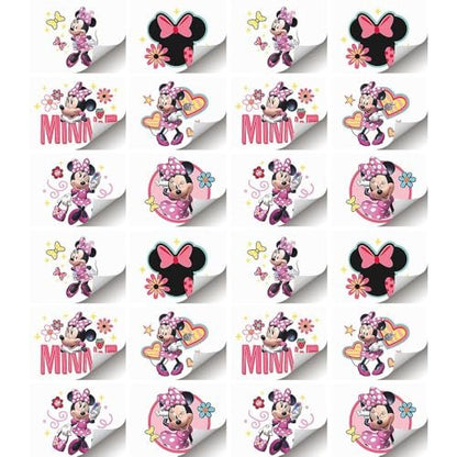 Minnie Mouse Party Temporary Tattoos - 24 Assorted Designs for Kids & Adults