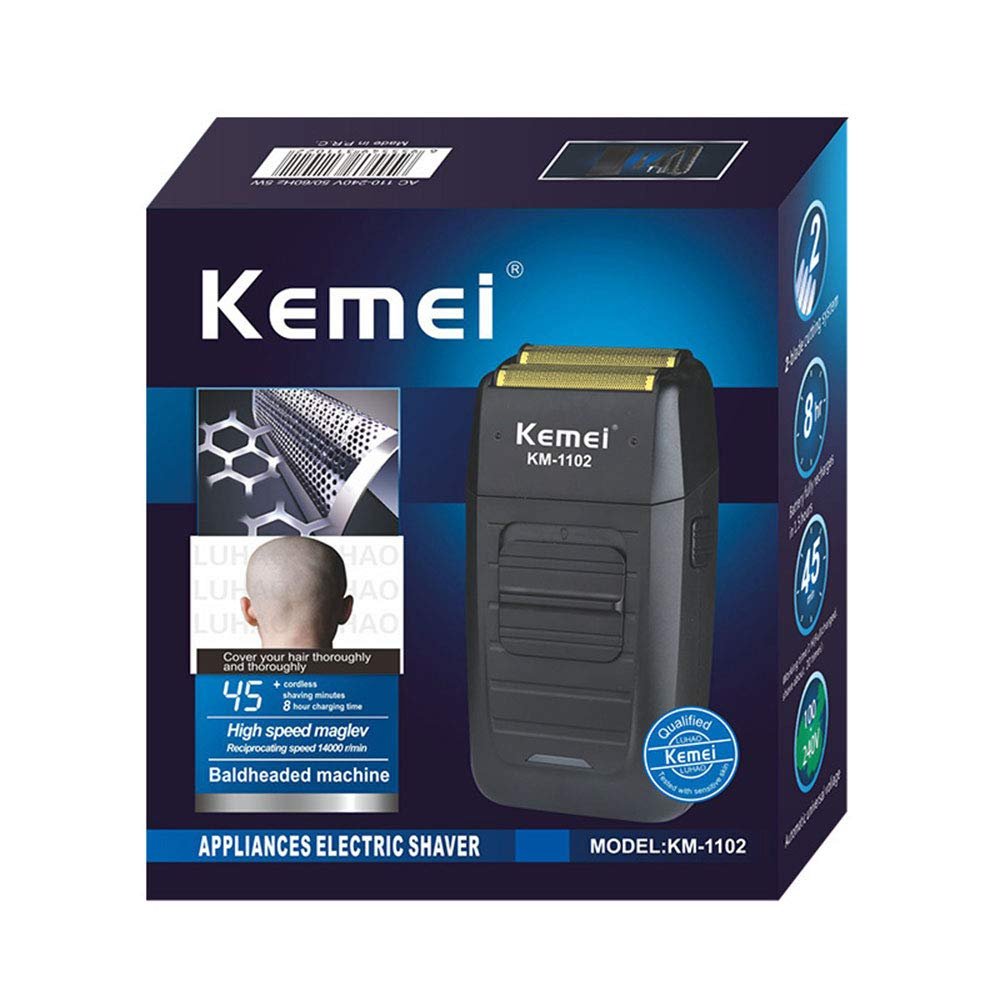 KEMEI Cordless Electric Shaver for Men - Rechargeable Foil Shaver with Precision Trimmer for Beard, Sideburns, and Grooming - Model KM-1102 Avelisse