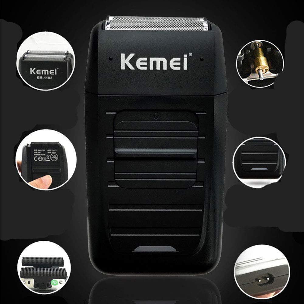 KEMEI Cordless Electric Shaver for Men - Rechargeable Foil Shaver with Precision Trimmer for Beard, Sideburns, and Grooming - Model KM-1102 Avelisse