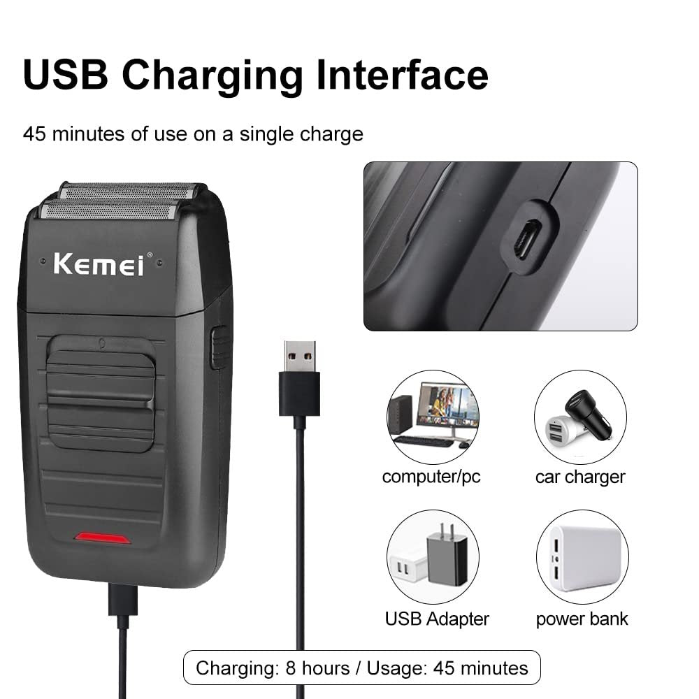 KEMEI Cordless Electric Shaver for Men - Rechargeable Foil Shaver with Precision Trimmer for Beard, Sideburns, and Grooming - Model KM-1102 Avelisse