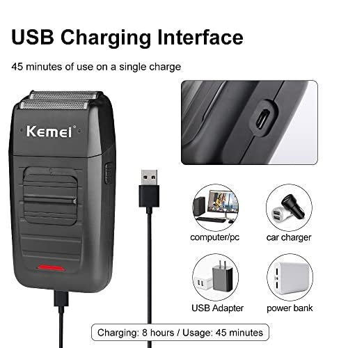 KEMEI Cordless Electric Shaver for Men - Rechargeable Foil Shaver with Precision Trimmer for Beard, Sideburns, and Grooming - Model KM-1102 Avelisse