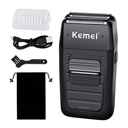 KEMEI Cordless Electric Shaver for Men - Rechargeable Foil Shaver with Precision Trimmer for Beard, Sideburns, and Grooming - Model KM-1102 Avelisse