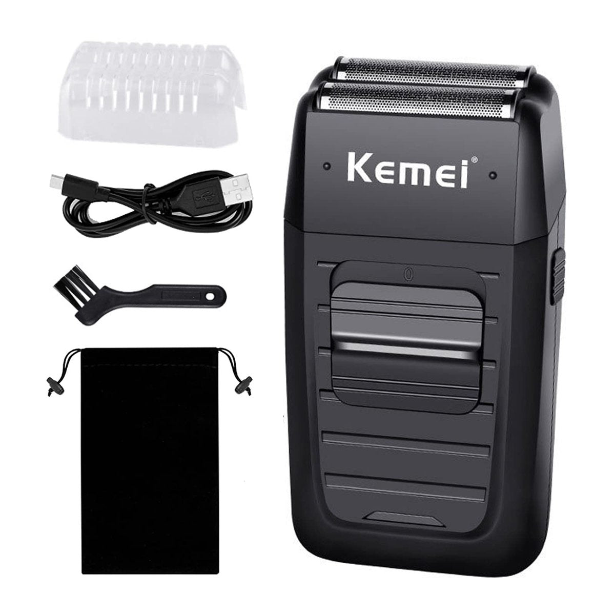 KEMEI Cordless Electric Shaver for Men - Rechargeable Foil Shaver with Precision Trimmer for Beard, Sideburns, and Grooming - Model KM-1102 Avelisse