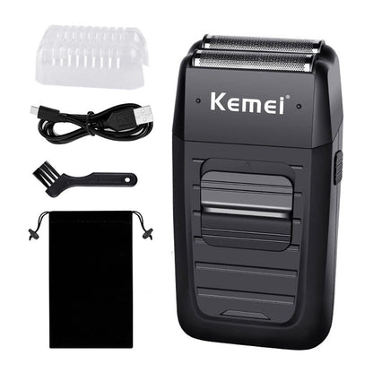 KEMEI Cordless Electric Shaver for Men - Rechargeable Foil Shaver with Precision Trimmer for Beard, Sideburns, and Grooming - Model KM-1102 Avelisse