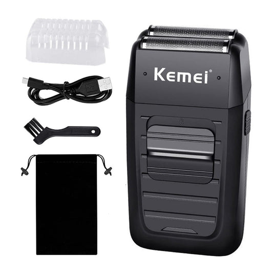 KEMEI Cordless Electric Shaver for Men - Rechargeable Foil Shaver with Precision Trimmer for Beard, Sideburns, and Grooming - Model KM-1102 Avelisse