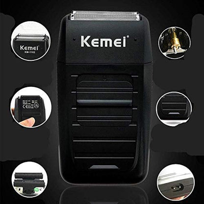 KEMEI Cordless Electric Shaver for Men - Rechargeable Foil Shaver with Precision Trimmer for Beard, Sideburns, and Grooming - Model KM-1102 Avelisse