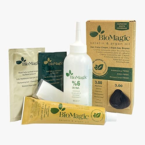 BioMagic Permanent Hair Color 3.00 Dark Brown - Ammonia Free with Keratin & Argan Oil, Organic Ingredients - görsel 4