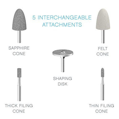 Pure Enrichment PureNails Express Cordless Manicure and Pedicure System - Portable Battery-Powered Nail File with 5 Attachments, 2 Speeds and Storage Bag Avelisse