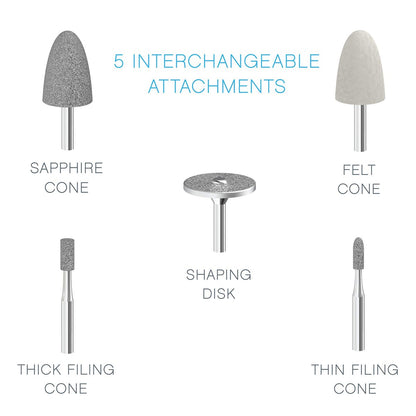 Pure Enrichment PureNails Express Cordless Manicure and Pedicure System - Portable Battery-Powered Nail File with 5 Attachments, 2 Speeds and Storage Bag Avelisse
