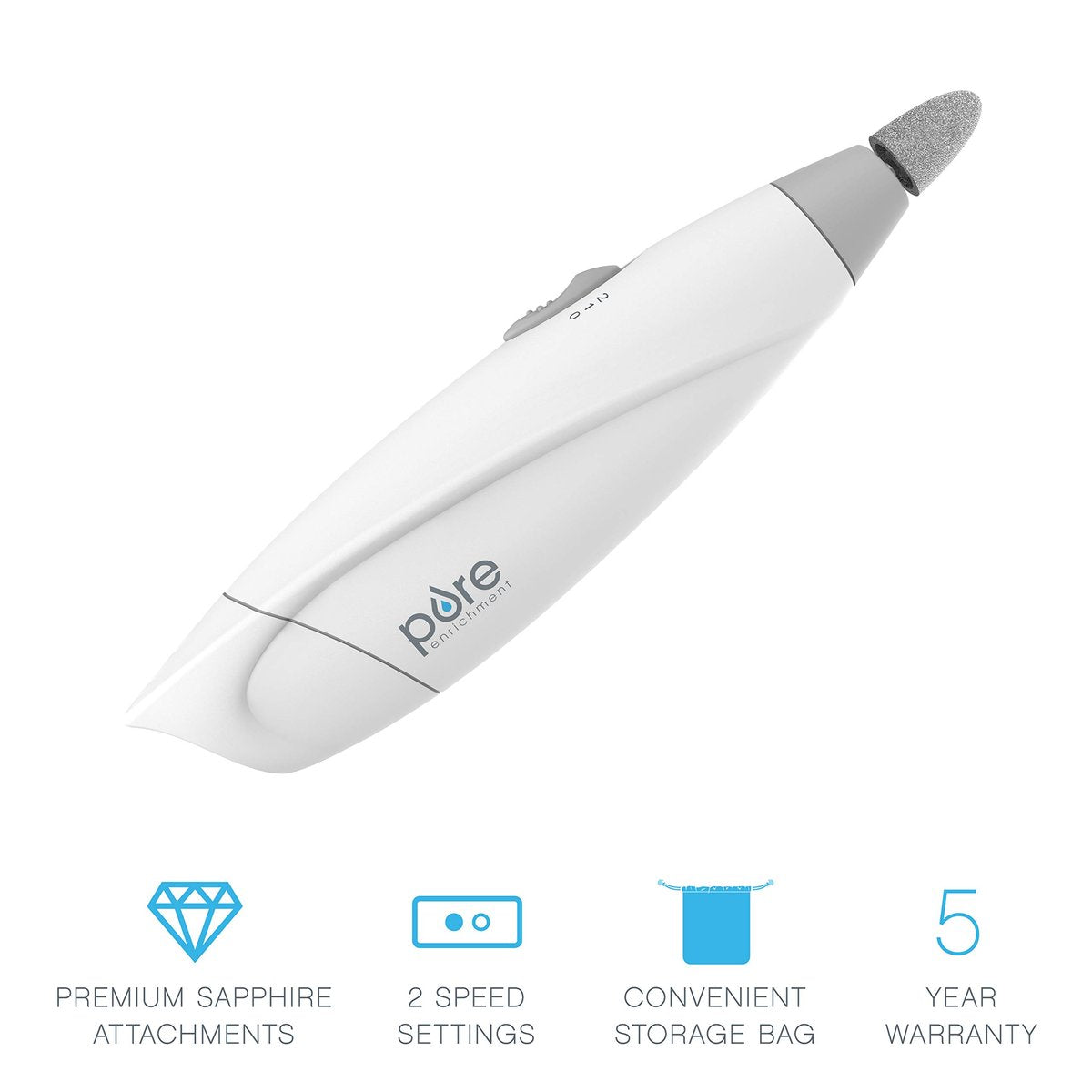 Pure Enrichment PureNails Express Cordless Manicure and Pedicure System - Portable Battery-Powered Nail File with 5 Attachments, 2 Speeds and Storage Bag Avelisse