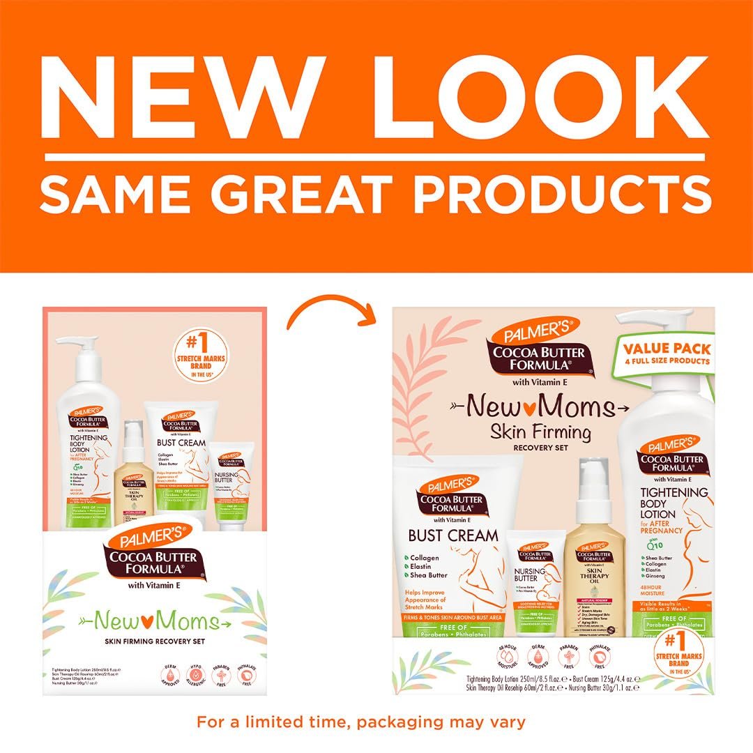 Palmer's Cocoa Butter Formula New Moms Skin Recovery Postpartum Essentials Kit - Body Lotion, Nursing Butter, Bust Cream & Skin Therapy Oil - görsel 3