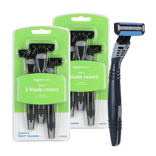3-Blade Disposable Razors for Men, Close and Comfortable Shave, Reduces Irritation, 6 Count (Pack of 2)