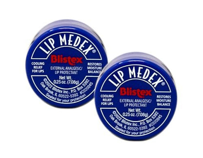 Blistex Medicated Lip Balm, Lip Medex - Relief for Cold Sores, Cracked & Dry Lips - 0.25 oz (2-Pack)