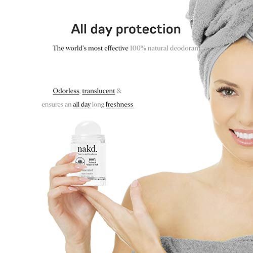 nakd. Thai Crystal Deodorant Stone – 2 Salt Crystal Deodorant Sticks, 4.25 oz. Regular + 2.5 oz. Travel Size – All Natural Unscented and Aluminum Free for Women & Men Avelisse