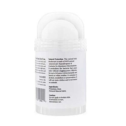 nakd. Thai Crystal Deodorant Stone – 2 Salt Crystal Deodorant Sticks, 4.25 oz. Regular + 2.5 oz. Travel Size – All Natural Unscented and Aluminum Free for Women & Men Avelisse