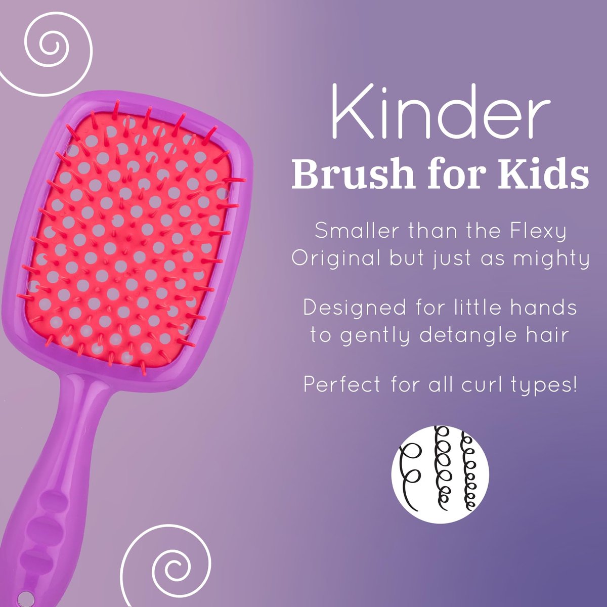 Curl Keeper Kinder Hair Brush – Gentle Detangling Brush for Curly Hair (Black) - görsel 3