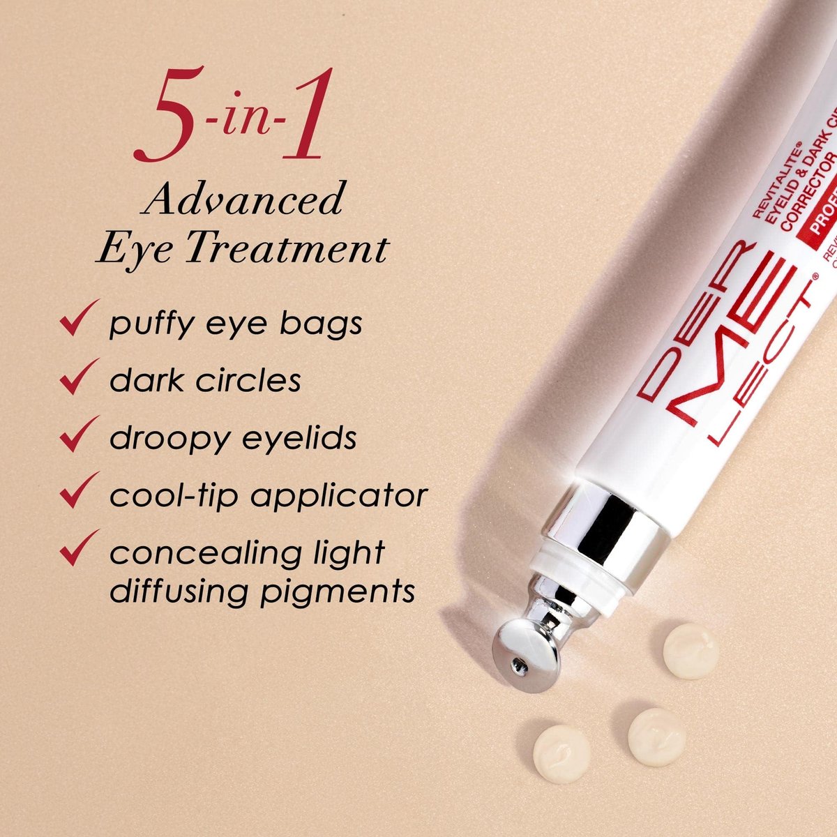 Dermelect Revitalite Eyelid & Dark Circle Corrector – Professional Strength Anti-Aging Eye Cream with Peptides, Brightening & Tightening for Dark Circles, Puffiness, Droopy Eyelids & Wrinkles Avelisse