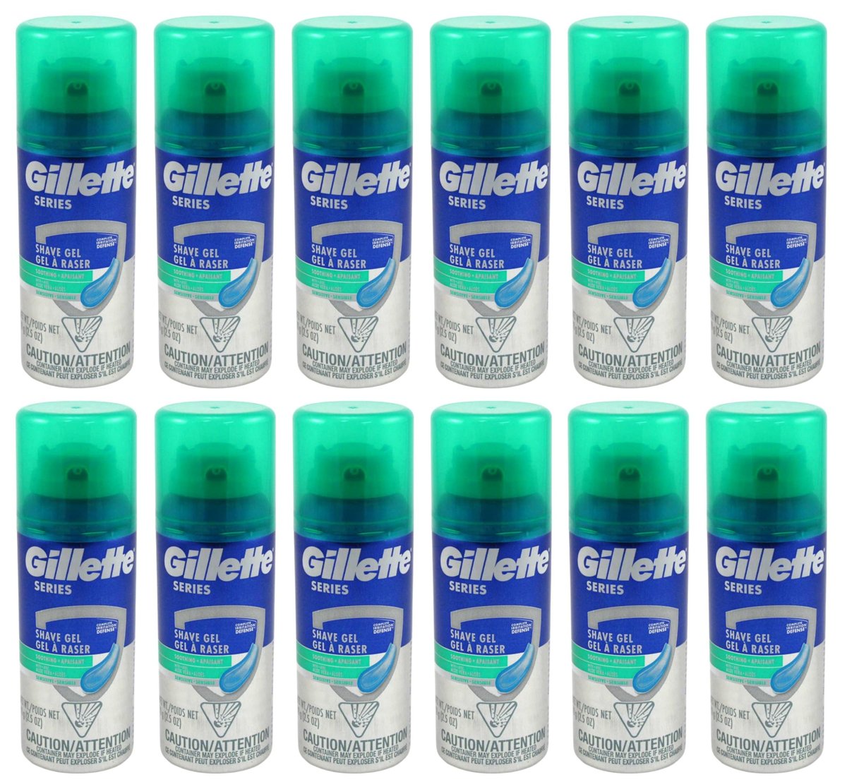 Gillette Series Shave Gel with Aloe Vera for Sensitive Skin, 2.5 oz (12 Pack) Avelisse