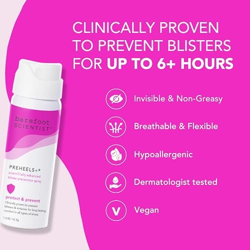 Barefoot Scientist PreHeels+ Blister Prevention Spray – Invisible Protective Barrier Against Blisters, 1.5 oz Avelisse
