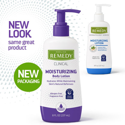 Medline Remedy Clinical Skin Cream Moisturizer, Fragrance-Free (8 fl oz) - Nourishing Hypoallergenic Lotion for Dry Skin, Paraben and Sulfate-Free