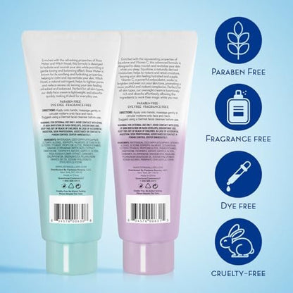 Dermasil Face Moisturizer Variety 2-Pack – Daily Face Cream with Witch Hazel and Rose Water + Night Cream with Vitamin C and Squalane, 2 Oz Each