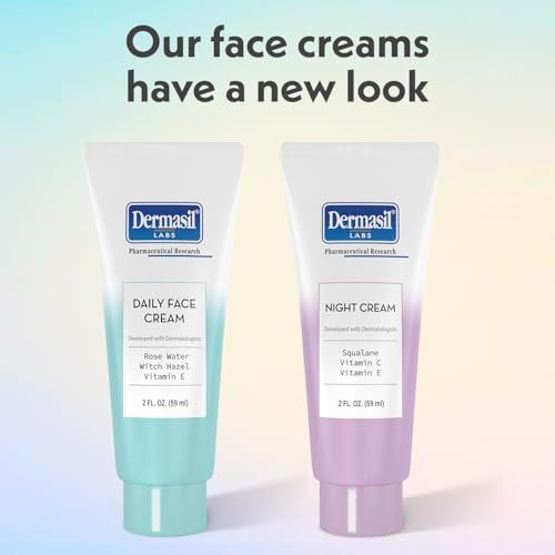 Dermasil Face Moisturizer Variety 2-Pack – Daily Face Cream with Witch Hazel and Rose Water + Night Cream with Vitamin C and Squalane, 2 Oz Each - görsel 6