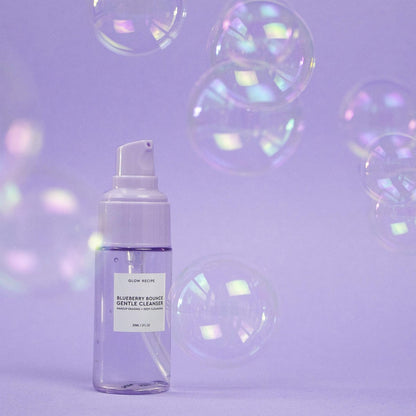 Glow Recipe Blueberry Bounce Gentle AHA Foaming Face Wash - Travel Size 30ml - Korean Exfoliating Cleanser with Hyaluronic Acid for Sensitive Skin, Vegan