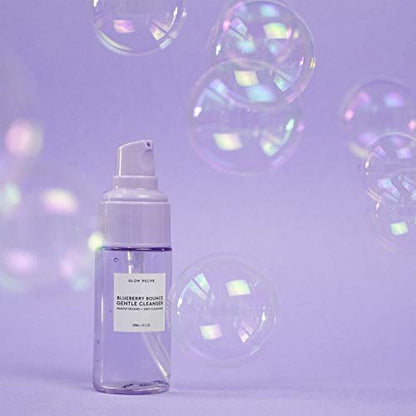 Glow Recipe Blueberry Bounce Gentle AHA Foaming Face Wash - Travel Size 30ml - Korean Exfoliating Cleanser with Hyaluronic Acid for Sensitive Skin, Vegan