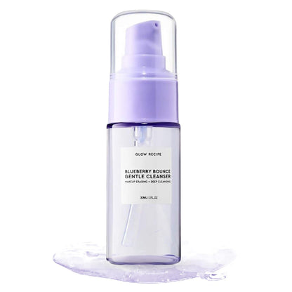 Glow Recipe Blueberry Bounce Gentle AHA Foaming Face Wash - Travel Size 30ml - Korean Exfoliating Cleanser with Hyaluronic Acid for Sensitive Skin, Vegan