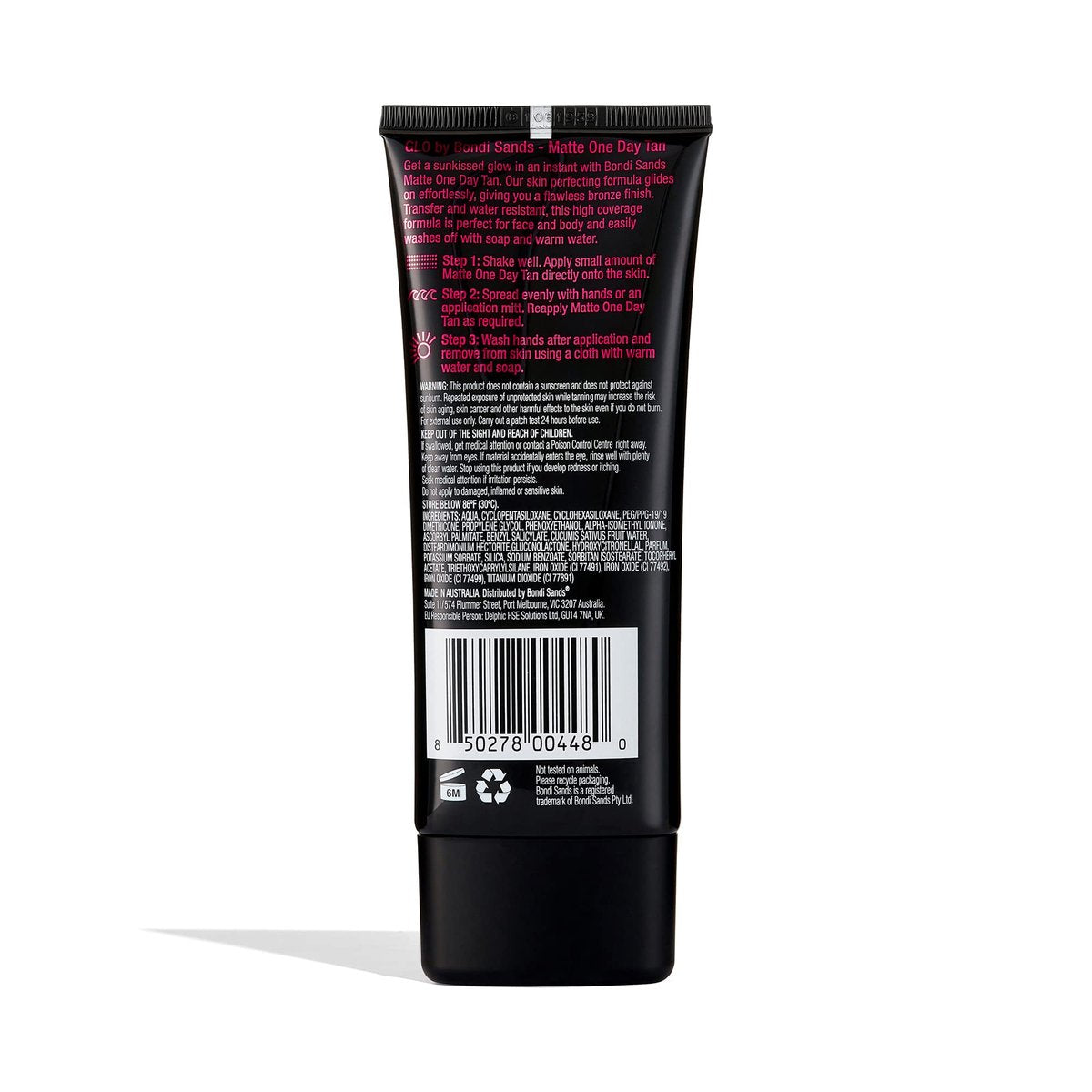 Bondi Sands GLO Matte One Day Tan - Instant Flawless Bronze Finish for Face & Body, Transfer & Water Resistant, 100 ml Avelisse