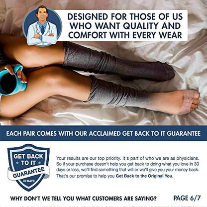 Dr. Frederick's Original Moisturizing Gel Socks - 2 Pairs - Silicone-Feel Socks for Dry Cracked Feet Women & Men - Foot Moisturizing Socks for Cracked Heel Treatment - Day & Night Spa Socks