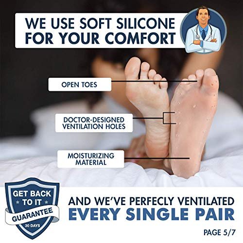 Dr. Frederick's Original Moisturizing Gel Socks - 2 Pairs - Silicone-Feel Socks for Dry Cracked Feet Women & Men - Foot Moisturizing Socks for Cracked Heel Treatment - Day & Night Spa Socks - görsel 10