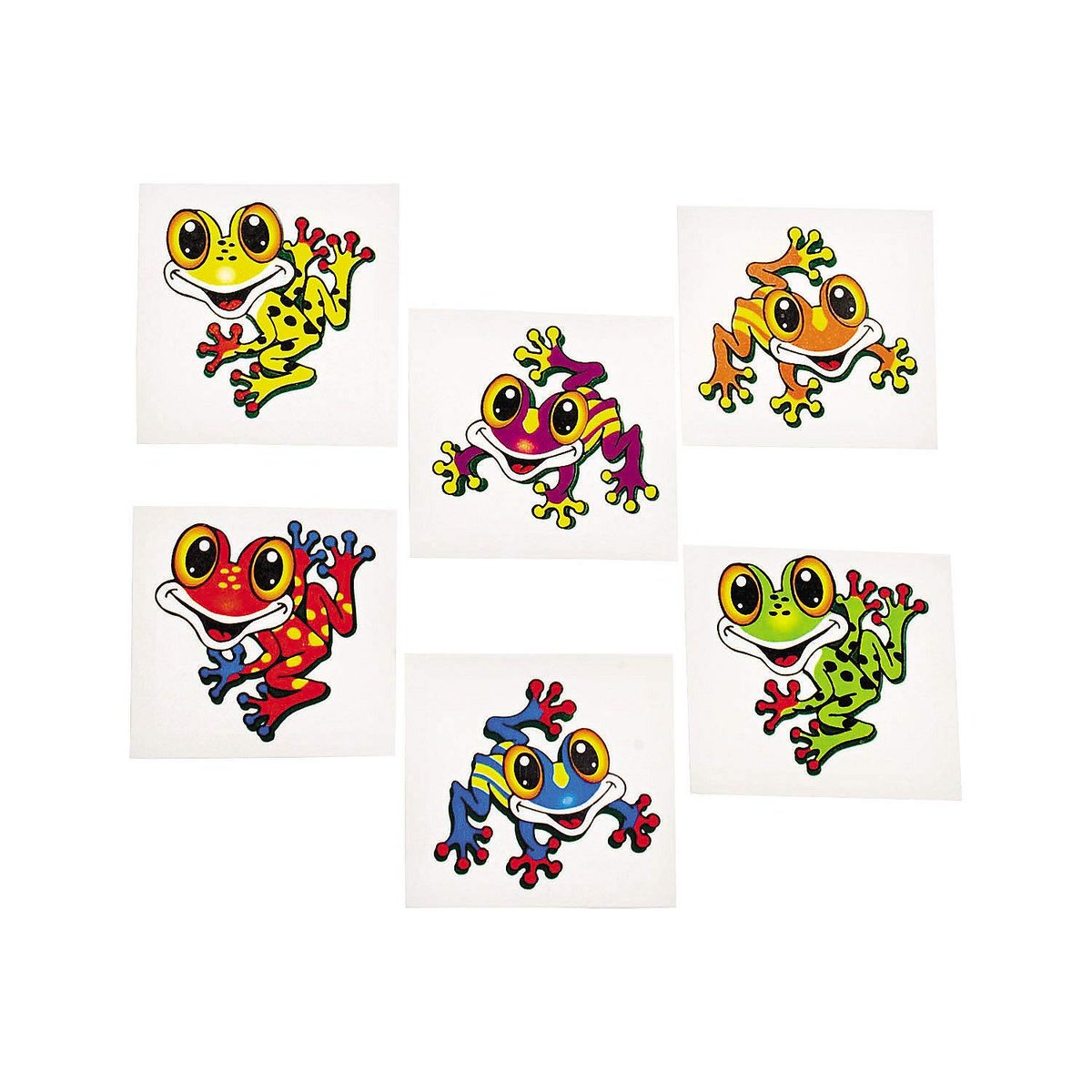 Fun Express Frog Temporary Tattoos - 72 Vibrant Frog Tattoos for Kids Birthday Parties, School Carnivals & Celebrations - Safe and Easy to Apply - görsel 1