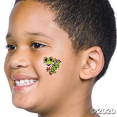 Fun Express Frog Temporary Tattoos - 72 Vibrant Frog Tattoos for Kids Birthday Parties, School Carnivals & Celebrations - Safe and Easy to Apply - görsel 3