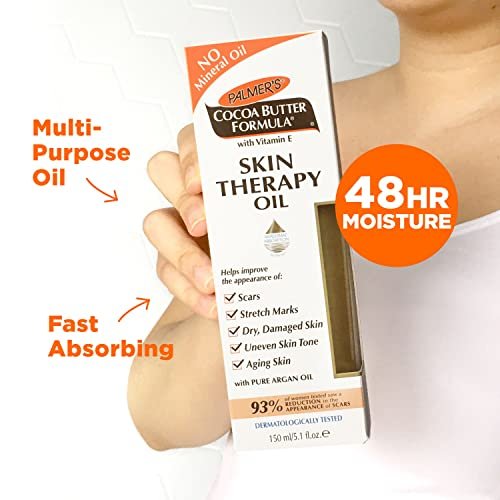 Palmer's Cocoa Butter Formula Skin Therapy Moisturizing Body Oil with Vitamin E & Pure Argan Oil, Deep Body Moisturizer for Dry, Damaged Skin, Scars or Stretch Marks, 5.1 Fl Oz (Pack of 3) Avelisse