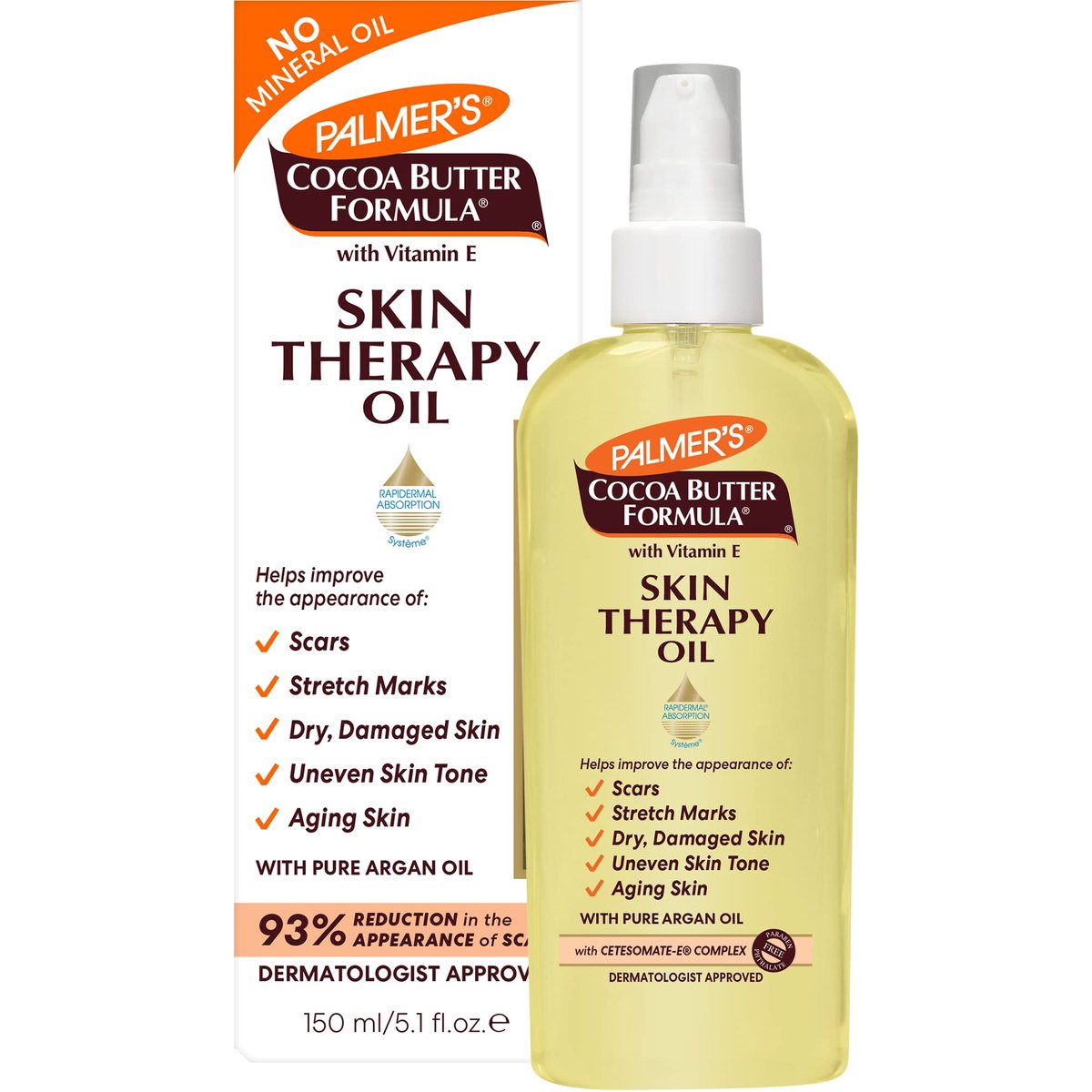 Palmer's Cocoa Butter Formula Skin Therapy Moisturizing Body Oil with Vitamin E & Pure Argan Oil, Deep Body Moisturizer for Dry, Damaged Skin, Scars or Stretch Marks, 5.1 Fl Oz (Pack of 3) Avelisse