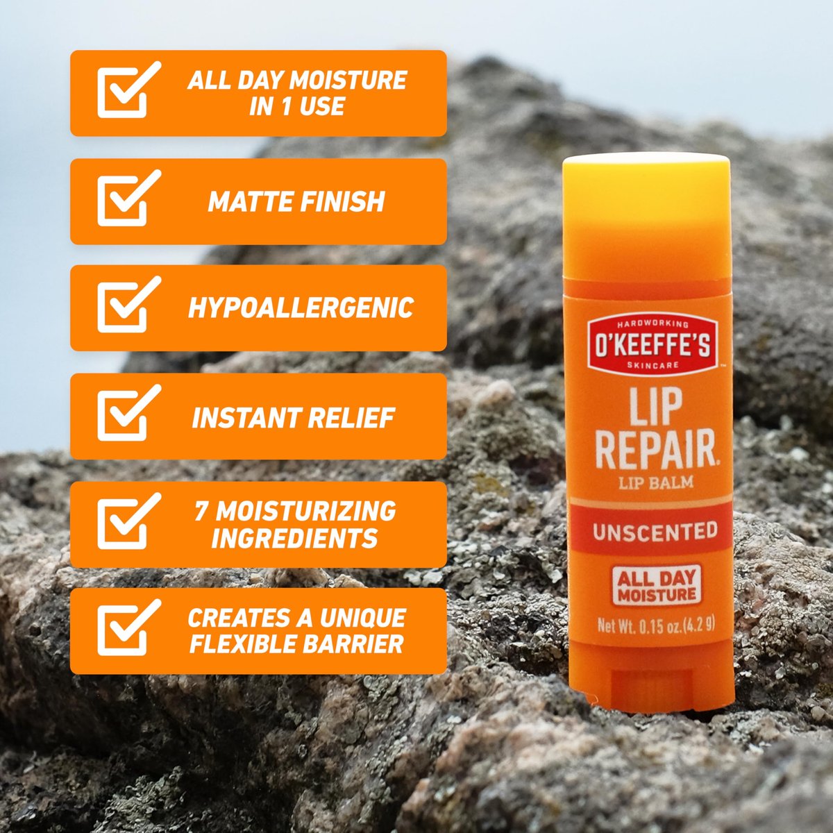O'Keeffe's Lip Repair Unscented Lip Balm for Dry, Cracked Lips - Stick (Twin Pack) - Moisturizer for Very Dry Lips - görsel 15