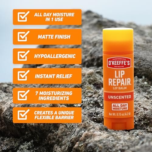 O'Keeffe's Lip Repair Unscented Lip Balm for Dry, Cracked Lips - Stick (3 Pack) - Moisturizer for Very Dry Lips - görsel 5