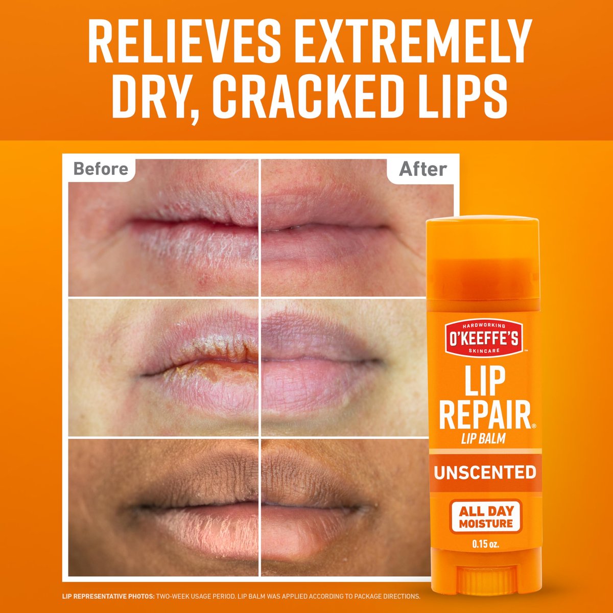 O'Keeffe's Lip Repair Unscented Lip Balm for Dry, Cracked Lips - Stick (Twin Pack) - Moisturizer for Very Dry Lips - görsel 3